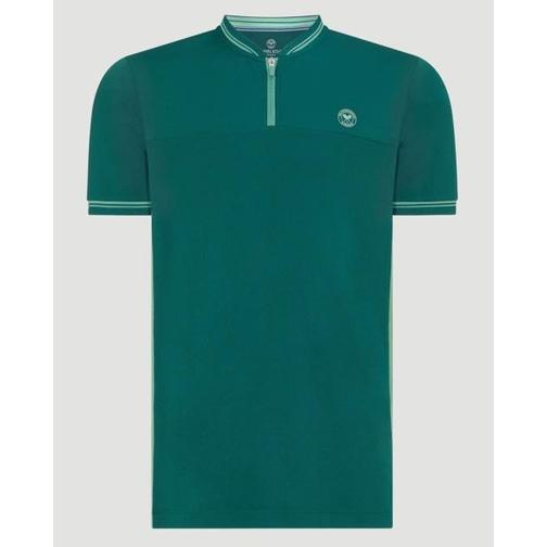 Wimbledon Tennis Championships Mens Zip Neck Polo. Kaos Polo Pria