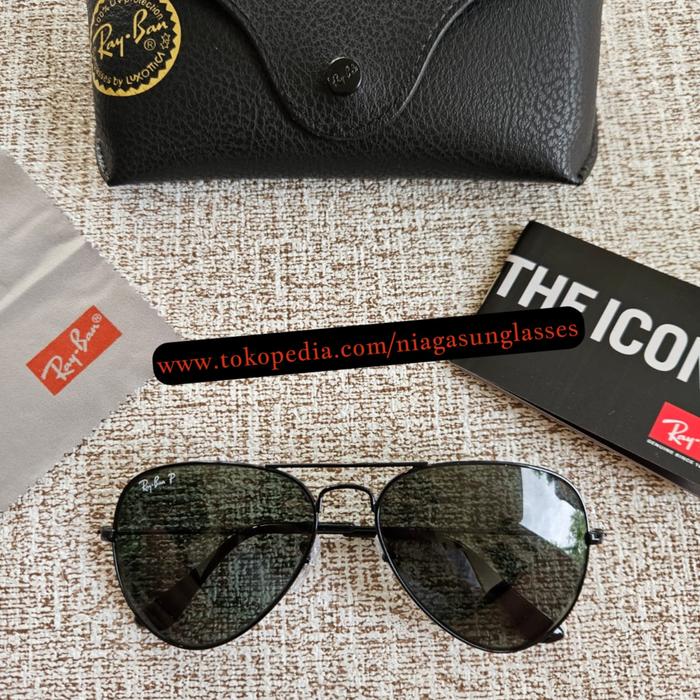 Rayban Aviator RB3025 Black Green Polarized Second Original