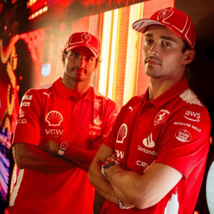 Scuderia Ferrari 2023 Joshua Vides Las Vegas GP Team Polo. Kaos Polo