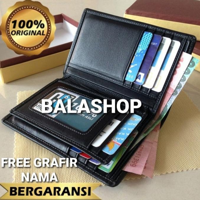 berkualitas dompet kulit pria 3/4 hitam polos /dompet kulit garut asli /fossil