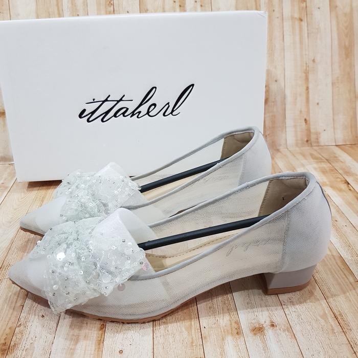 Ittaherl Jewel 30 mm Pointy Block Heels Sage Size 41
