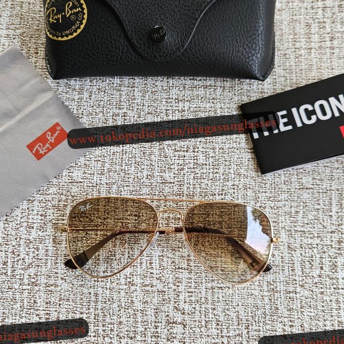 Kacamata Rayban Aviator RB3025 Gold Lens Brown Gradasi Second Original