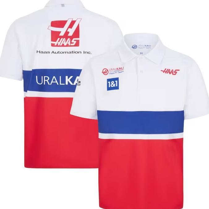 Haas F1 2021 Team Polo. Kaos Polo Pria