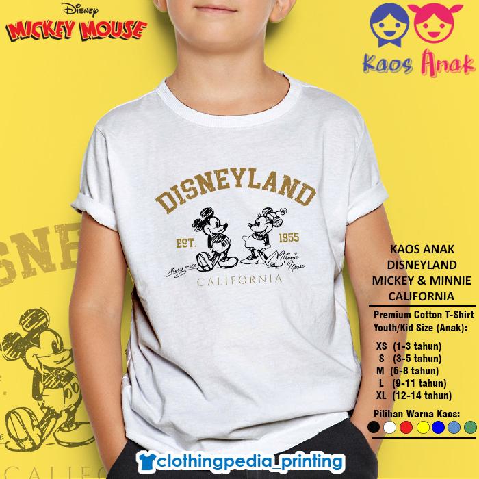 Kaos Disneyland California Est 1955 Mickey Mouse Minnie Kid T-Shirt