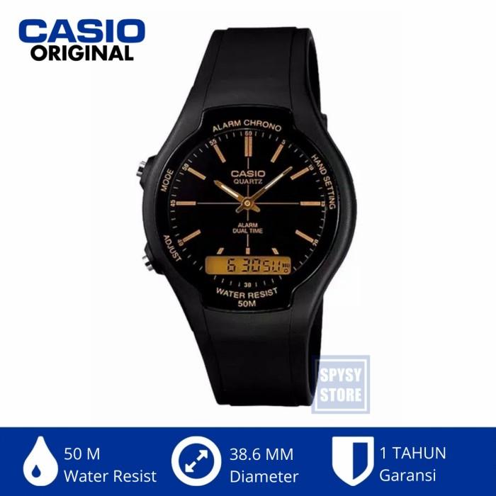 Jam Tangan AnaDigi Casio Aw-90h-9e Aw90h Original Strap Karet Hitam