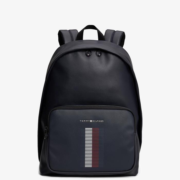 TAS BACKPACK -TOMMY HILFIGER PIQUE NAVY LEATHER ORIGINAL AUTHENTIC