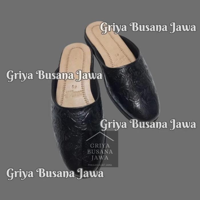 Sandal Selop Kulit Asli Batik Hitam Pria Busana Jawa BL