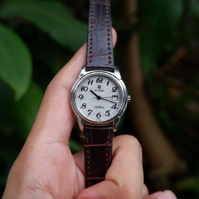 Rare Cyma Noblesse White Dial Quartz Watch