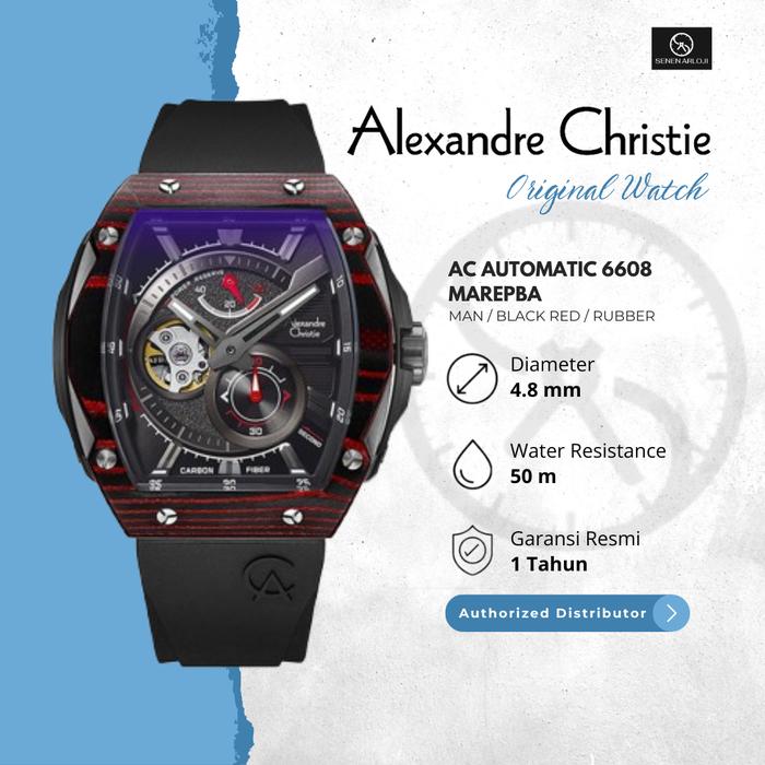 Jam Tangan Pria Alexandre Christie AC 6608 Special Edition Automatic - Black Red