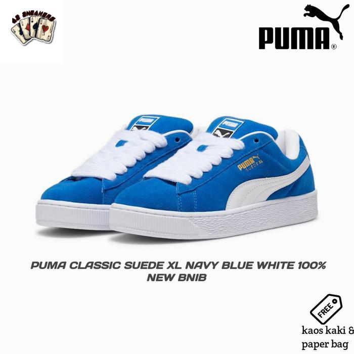 sepatu Puma Classic Suede XL Blue/navy white 100% New BNIB