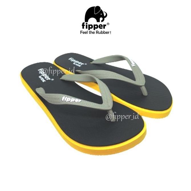 [FIPPER WIDE] - Black/Yellow Sunglow/Grey - Sandal Jepit Pria & Wanita Original