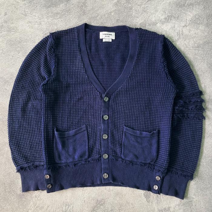 Thom Browne 4 Bars destroyed cardigan authentic original