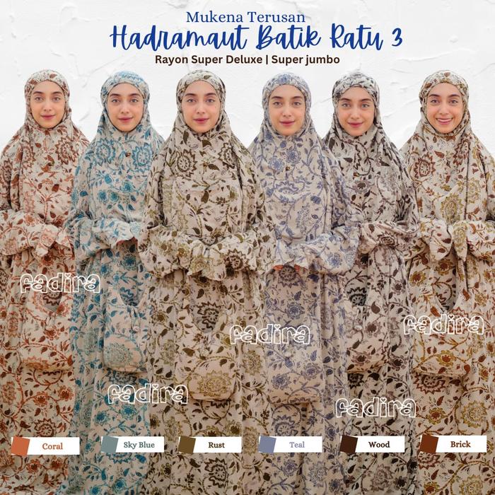 Mukena Terusan Batik Ratu 3 / mukena terusan rayon batik solo / mukena motif / mukena jumbo / mukena