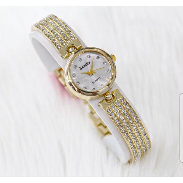 JAM TANGAN SEMILLA GELANG SWAROVSKI BULAT MEWAH MrS