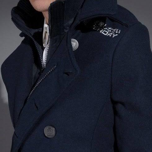 Superdry Navy label classic pea coat wool jacket ( M ) pria ( L ) woman
