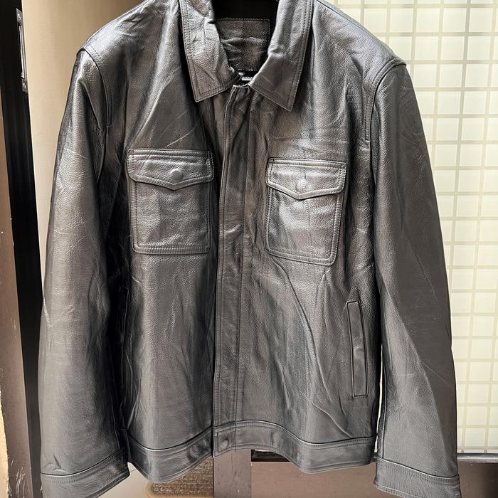 Leather Jacket Jaket Kulit Trucker Kemeja Super Keren Second Preloved