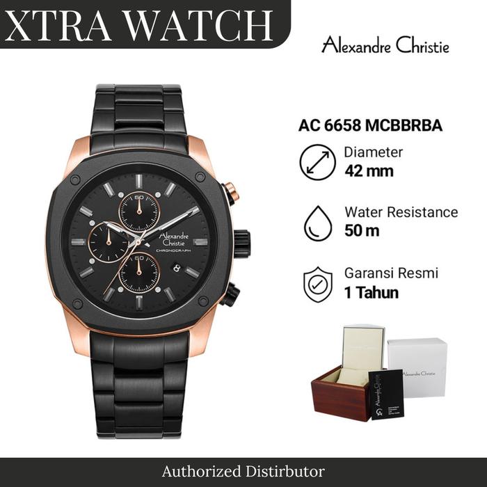 Jam Tangan Pria AC Alexandre Christie 6658 Original Chronograph - Black Rosegold