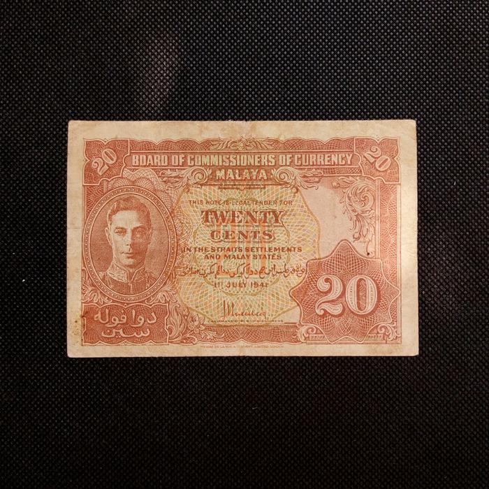 Uang Kuno 20 Cent Malaya Straits Settlement King George - 1941