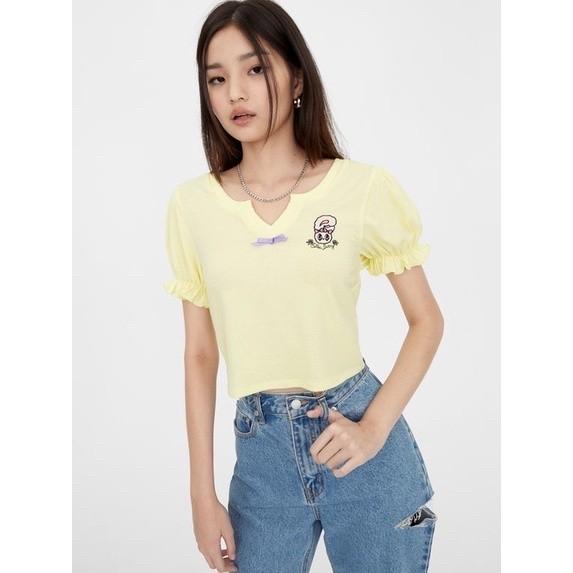 𝙋𝙍𝙀𝙇𝙊𝙑𝙀𝘿 Pomelo x Esther Bunny Top Yellow Crop Top Vintage Fashion Wanita Branded Limited Edition
