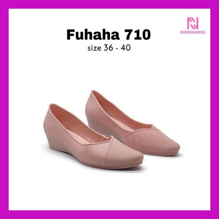 Nisro" Sepatu Wedges Sepatu Kerja Wanita Jelly Shoes Fuhaha 710