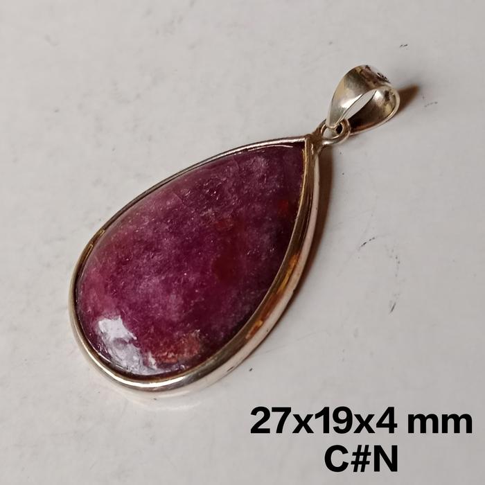 liontin perak, batu permata natural ruby