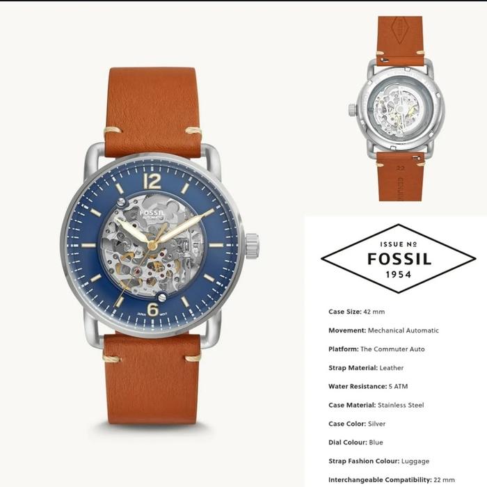 Jam Tangan Pria ME3159 ME 3159 Commuter Automatic Brown Leather Original Garansi Resmi