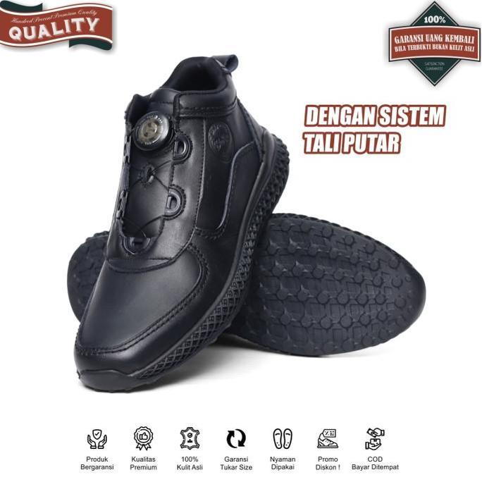 BRADLEYS HERO BLACK - SNEAKERS CASUAL KULIT