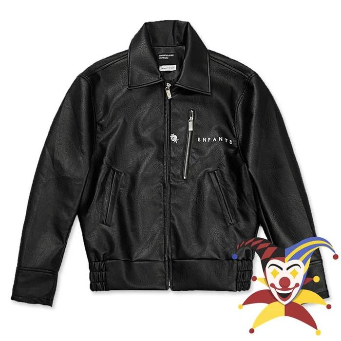 Embroidery Black Enfants Riches Deprimes Motorcycle Jacket Men Women Zipper Coat ERD Leather Jacket