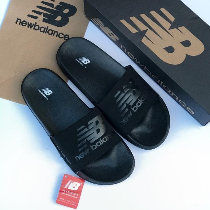 Sandal Selop Pria NB Hitam Polos Like Original Sandal Selop Branded