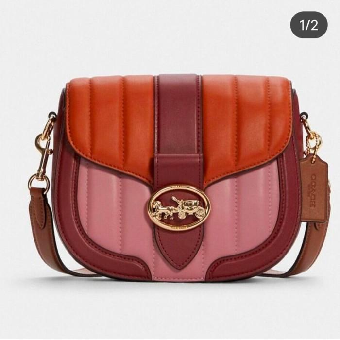 Georgie Saddle Crossbody Quilted True Pink Multi