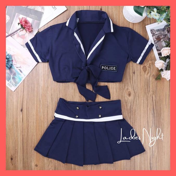 Blue Navy Lanice Costume (Polisi/Polwan) Lingerie -Atasan, Rok +Topi