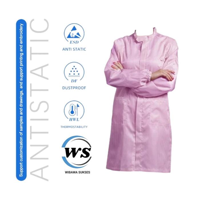 Jas Lab Esd Anti Statis Jas Smoke Antistatic Kerah Perekat Untuk Cleanroom