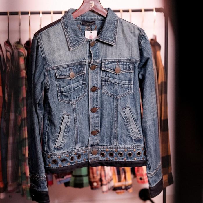 Dsquared2 Vintage Rivet Denim Jaket Pria Made In Italy Outer