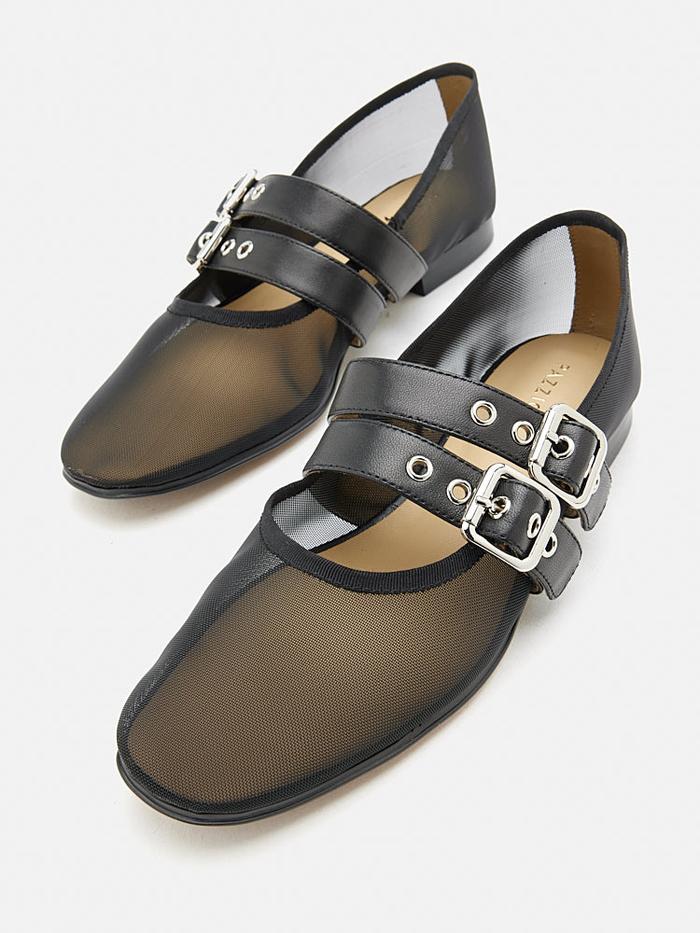 Pazzion Giselle Mesh Double Buckle Flat