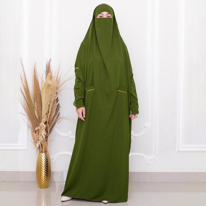 US Abaya Overhead French Khimar Medina - Hijau Olive
