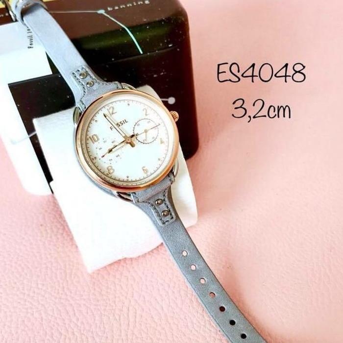 Jam Tangan Wanita ES4048 ES 4048 Tailor White Dial Iron Grey Leather Original Garansi Resmi