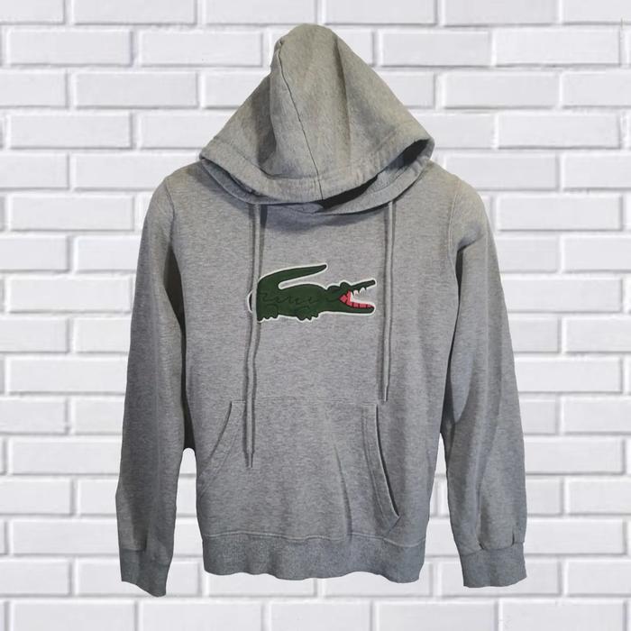 HOODIE LACOSTE BIG LOGO, SIZE S (SECOND BRANDED) ABU-ABU, HD0037