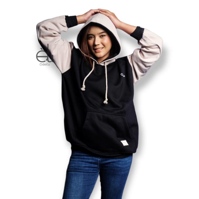 HOODIE PREMIUM COUPLE BLACK BEIGE SWEATER PRIA WANITA ODECU