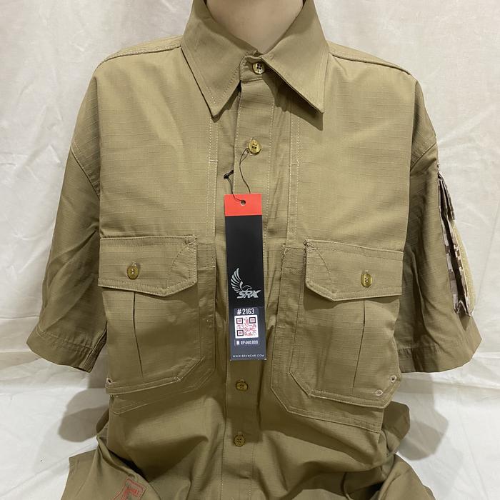 Kemeja PDL Taktikal Coklat Army Motif Camo Digital Coklat PT SRITEX