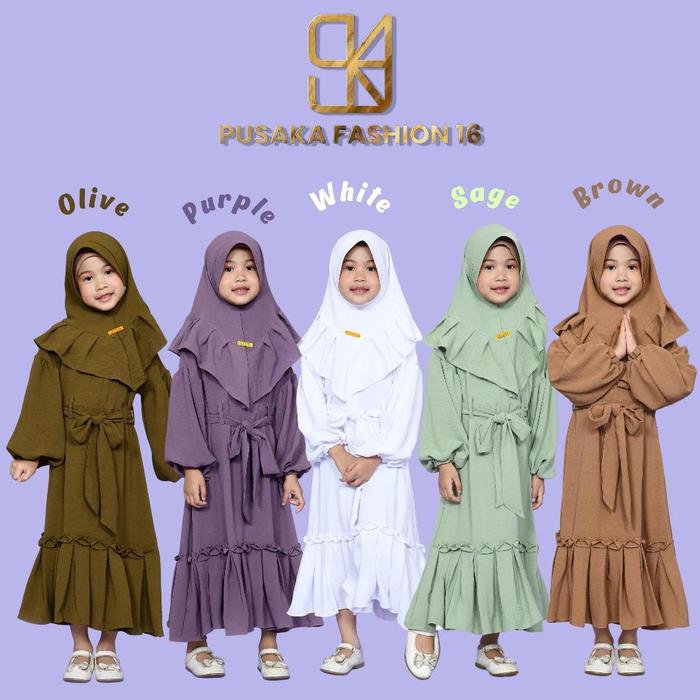 ALSAVA KIDS gamis syari anak perempuan cringkle airflow polos lebaran