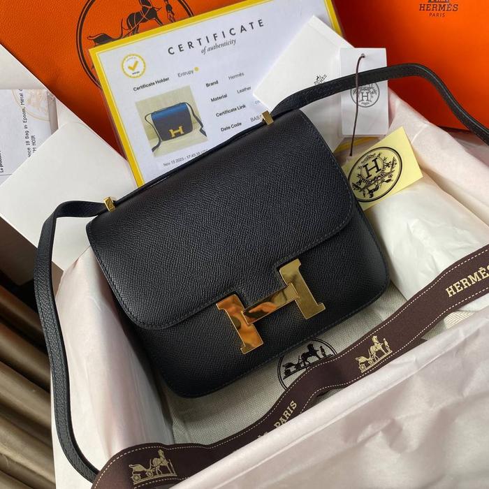 preloved rec 2023 hermes constance 18 epsom metal dore noir Authentic
