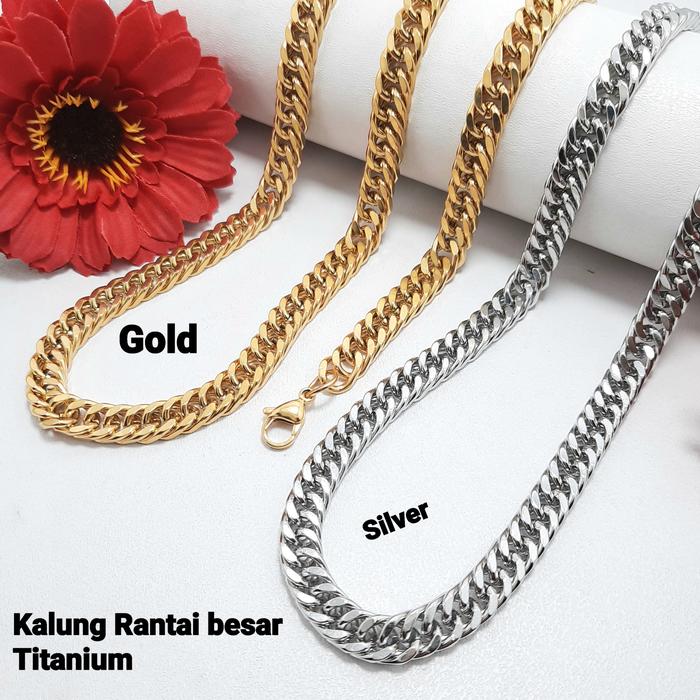 Kalung Rantai Besar Titanium Model Rapat Rantai Kalung Titanium Pria