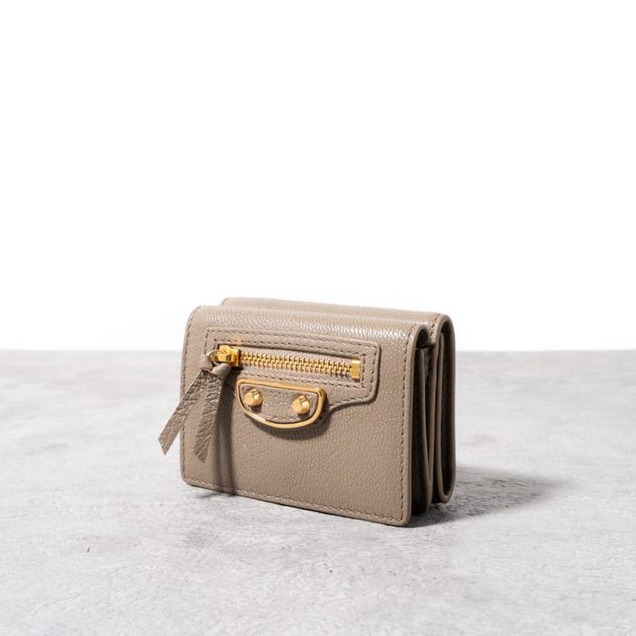 BALENCIAGA Mini wallet metalic edge ghw  Gris Taupe