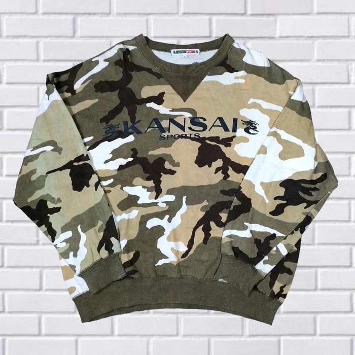 CREWNECK KANSAI YAMAMOTO CAMO, SIZE L (SECOND BRANDED) PEKAT, CN0071