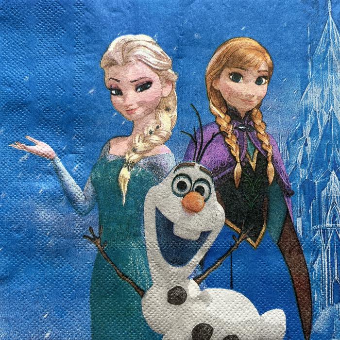 Napkin Decoupage Cina Motif Frozen Elsa Anna Olaf / Tisu Gambar Anak