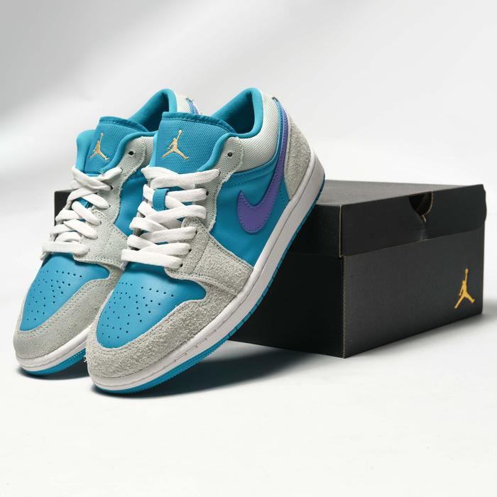 SEPATU SNEAKERS CASUAL / N*KE AIR JORDAN 1 LOW - AQUA BLUE PURPLE