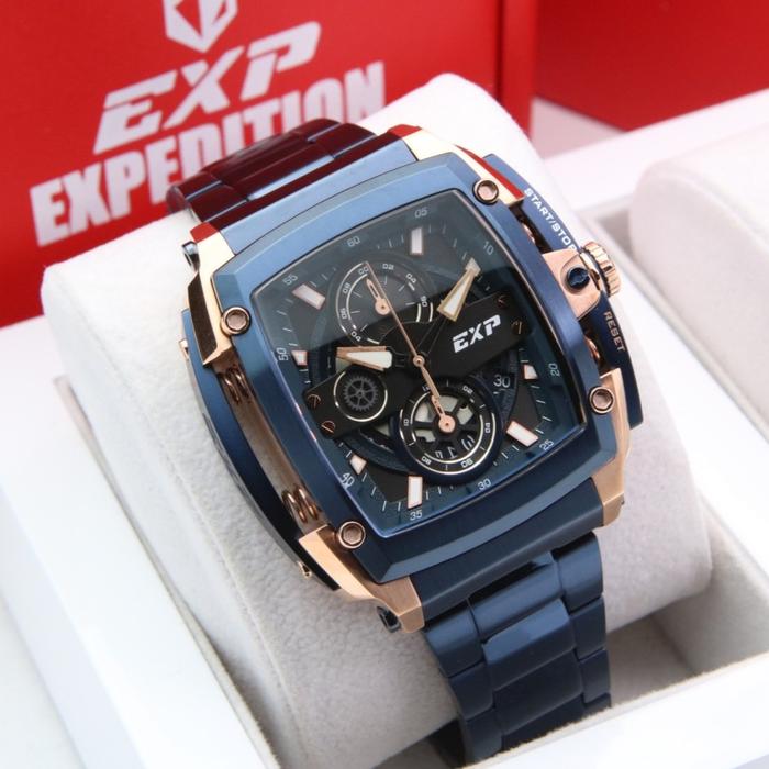 EXPEDITION EXP 3008 / E3008 - JAM TANGAN PRIA ORIGINAL - BLUE ROSEGOLD