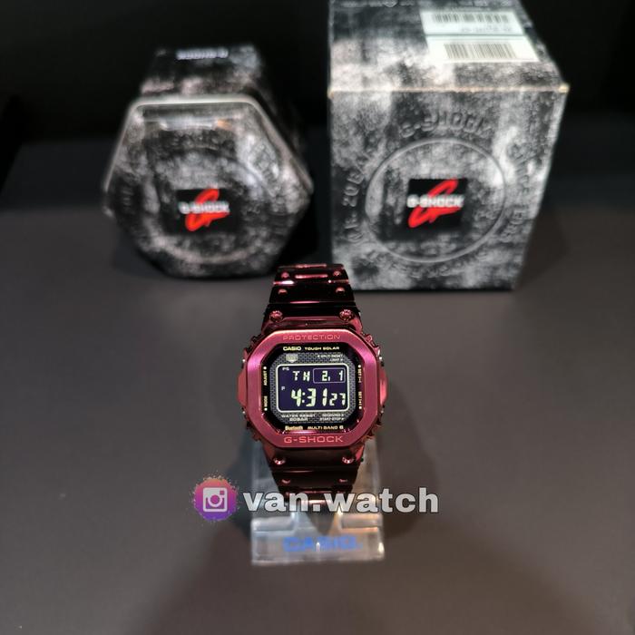 Casio Gshock GMW B5000RD-4 Red Ion Plated Bluetooth Toughsolar Ori