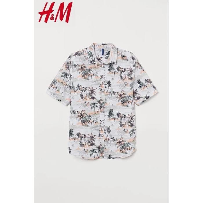 Kemeja Pantai Pria Patterned Cotton Shirt - Kemeja Resort Pria HM09