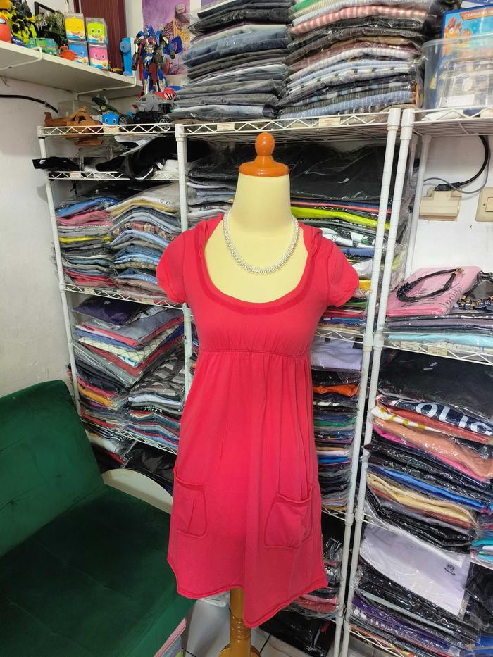 Dress Kaos Abercrombie & Fitch Merah Polos
